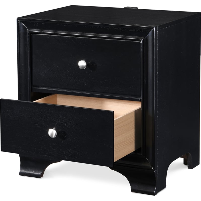 Home Square 2 Drawer Nightstand with USB in Black Finish - Set of 2