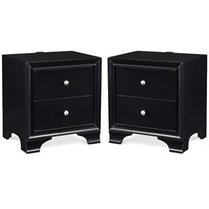 Home Square 2 Drawer Nightstand with USB in Black Finish - Set of 2