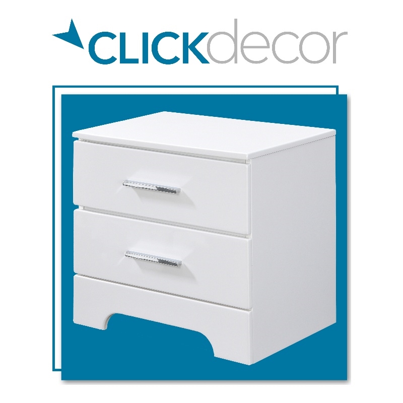 Home Square 2 Drawer Wood Nightstand in White Finish - Set of 2