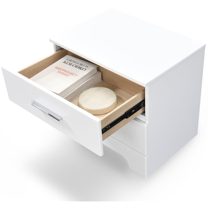 Home Square 2 Drawer Wood Nightstand in White Finish - Set of 2