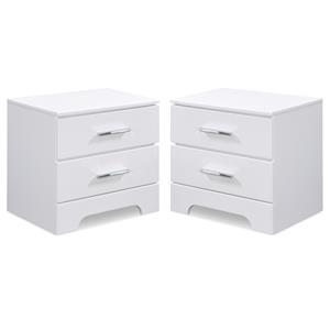 Home Square 2 Drawer Wood Nightstand in White Finish - Set of 2