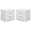 Home Square 2 Drawer Wood Nightstand in White Finish - Set of 2