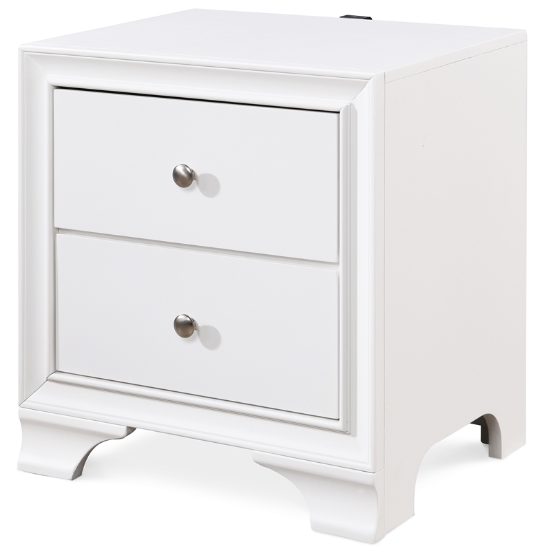 Home Square 2 Drawer Nightstand with USB in White Finish - Set of 2