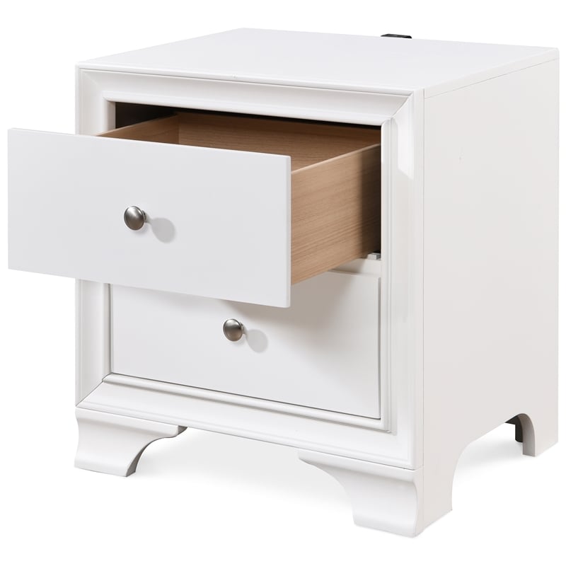 Home Square 2 Drawer Nightstand with USB in White Finish - Set of 2