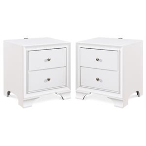 Home Square 2 Drawer Nightstand with USB in White Finish - Set of 2