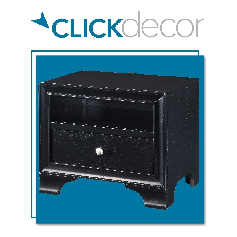 Home Square 1 Drawer Nightstand with USB in Black Finish - Set of 2