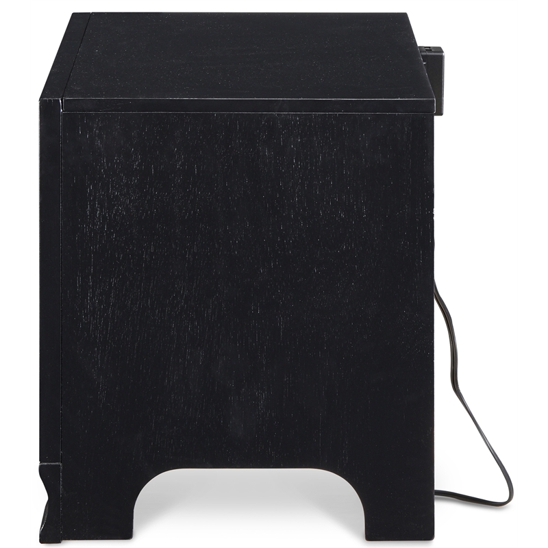 Home Square 1 Drawer Nightstand with USB in Black Finish - Set of 2