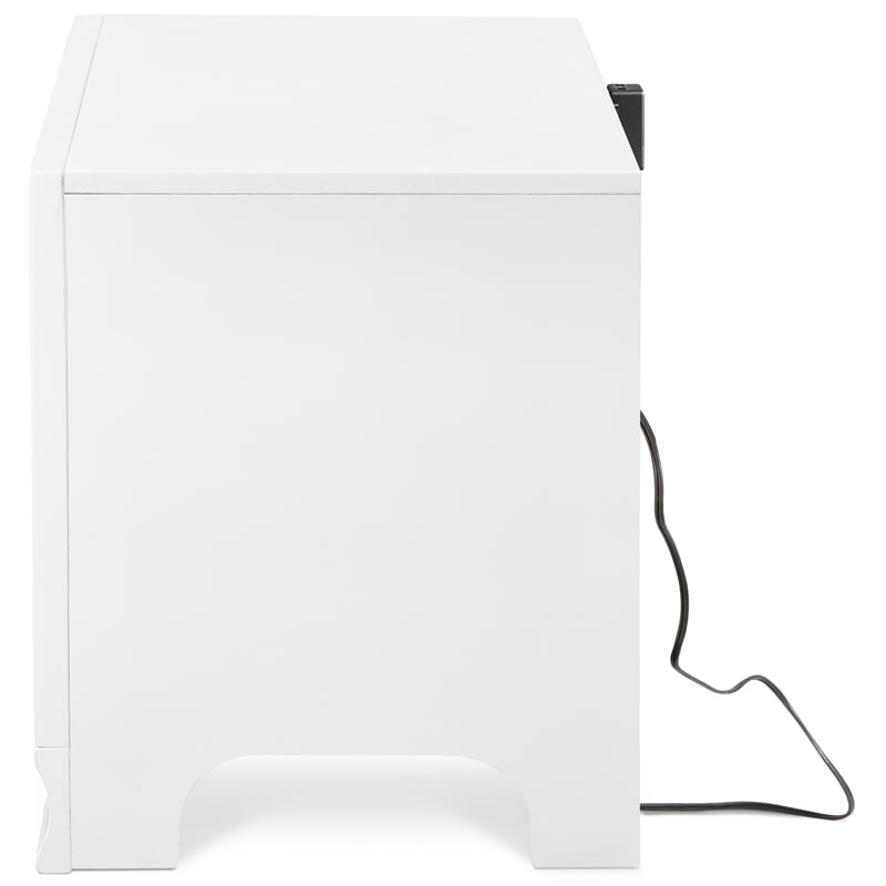 Home Square 1 Drawer Nightstand with USB in White Finish - Set of 2