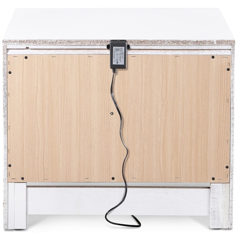 Home Square 1 Drawer Nightstand with USB in White Finish - Set of 2