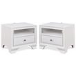 Home Square 1 Drawer Nightstand with USB in White Finish - Set of 2