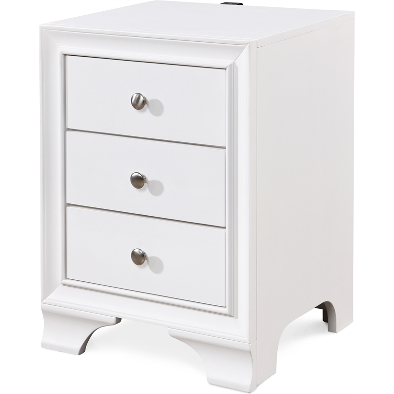 Home Square 3 Drawer Nightstand with USB in White Finish - Set of 2
