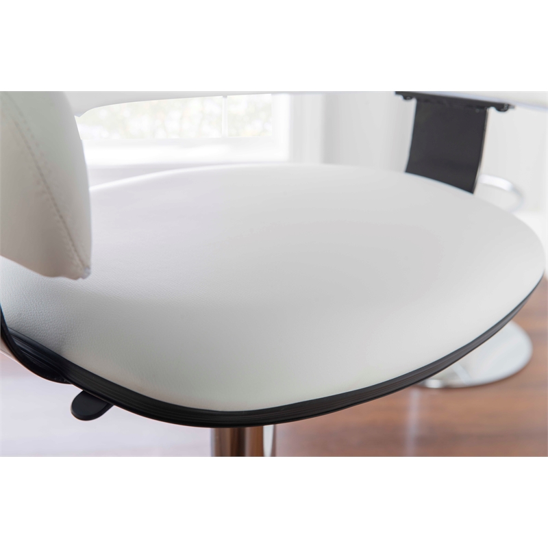 Home Square Curved Back Metal Adjustable Barstool in White - Set of 2