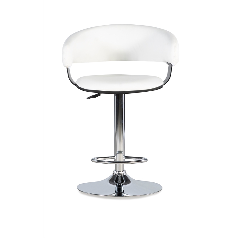Home Square Curved Back Metal Adjustable Barstool in White - Set of 2