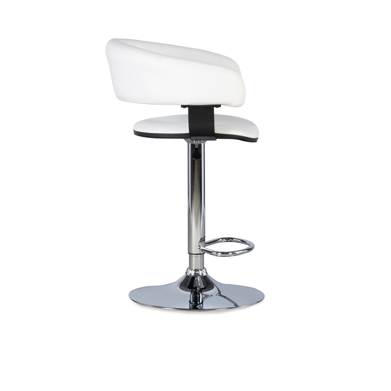 Home Square Curved Back Metal Adjustable Barstool in White - Set of 2