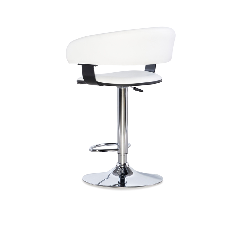Home Square Curved Back Metal Adjustable Barstool in White - Set of 2