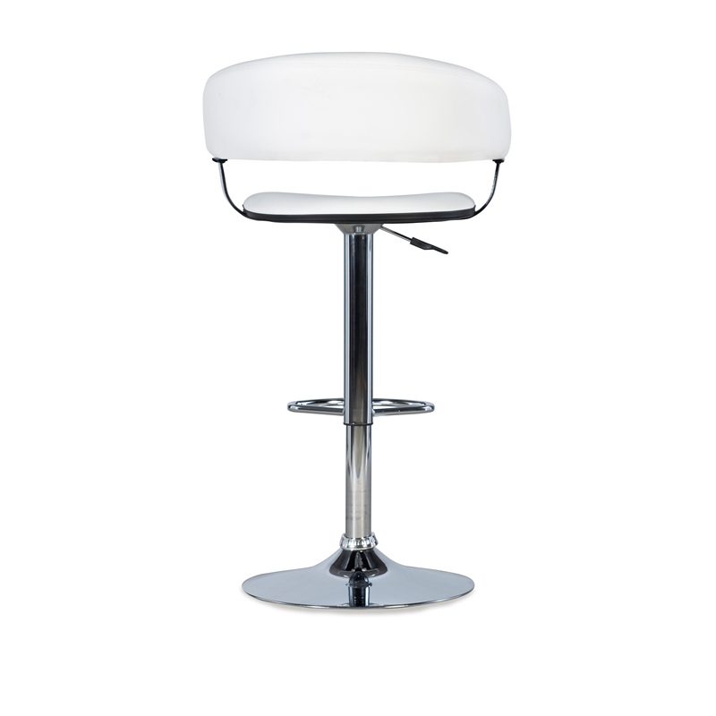 Home Square Curved Back Metal Adjustable Barstool in White - Set of 2