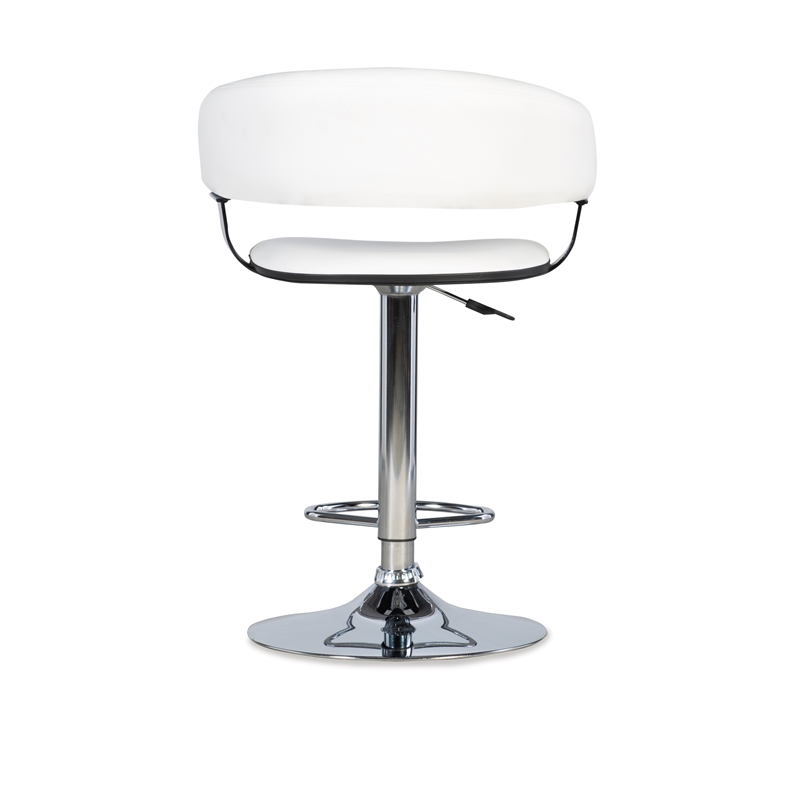 Home Square Curved Back Metal Adjustable Barstool in White - Set of 2