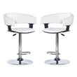 Home Square Curved Back Metal Adjustable Barstool in White - Set of 2