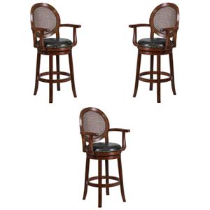 Home Square 30&quot Wood Swivel Barstool in Expresso Finish - Set of 3