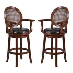 Home Square 30&quot Wood Swivel Barstool in Expresso Finish - Set of 2