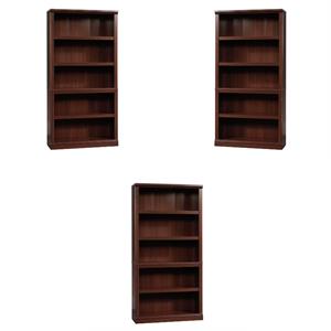 Home Square Engineered Wood 5 Shelf Bookcase in Select Cherry - Set of 3