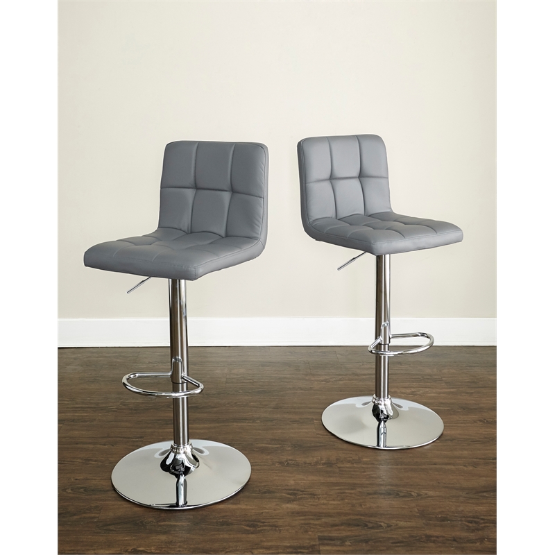 Home Square Adjustable Metal Barstool in Gray Finish - Set of 3