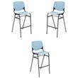 Home Square Steel Frame Barstool in Sky Blue and Black - Set of 3
