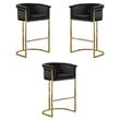 Home Square Velvet and Metal Barstool with Chrome Base in Black - Set of 3