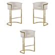 Home Square Velvet Barstool with Chrome Base in Cream - Set of 3