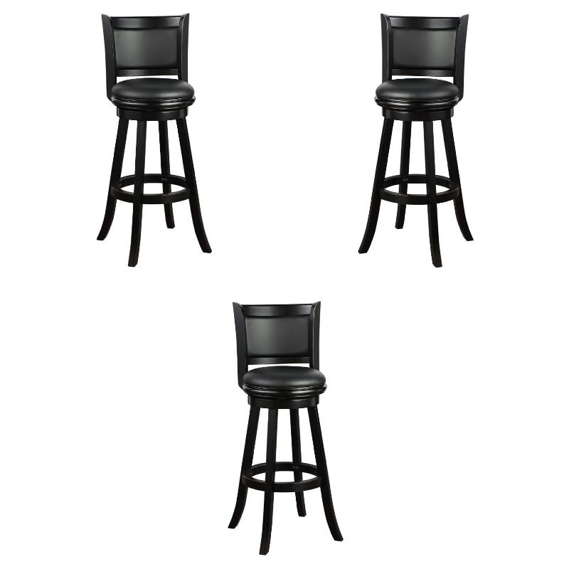 Home Square Extra Tall Swivel Barstool in Black Finish - Set of 3