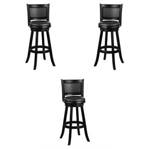 Home Square Extra Tall Swivel Barstool in Black Finish - Set of 3