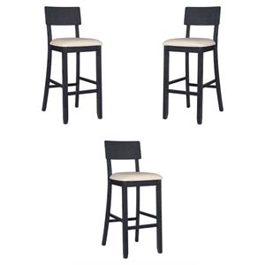 Home Square 31.5&quot Wood Barstool in Dark Charcoal Gray - Set of 3