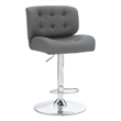 Home Square Metal Chrome Barstool with Upholstered Seat in Gray - Set of 3