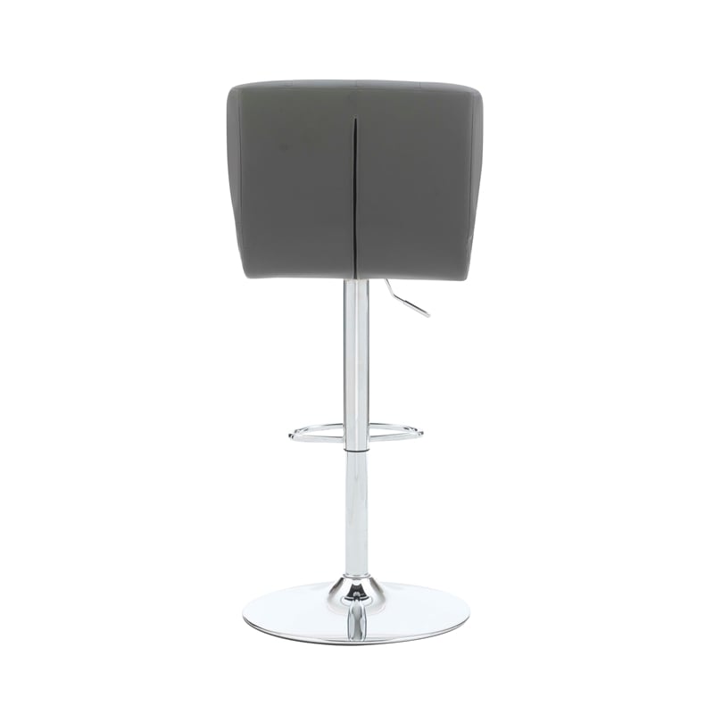 Home Square Metal Chrome Barstool with Upholstered Seat in Gray - Set of 3