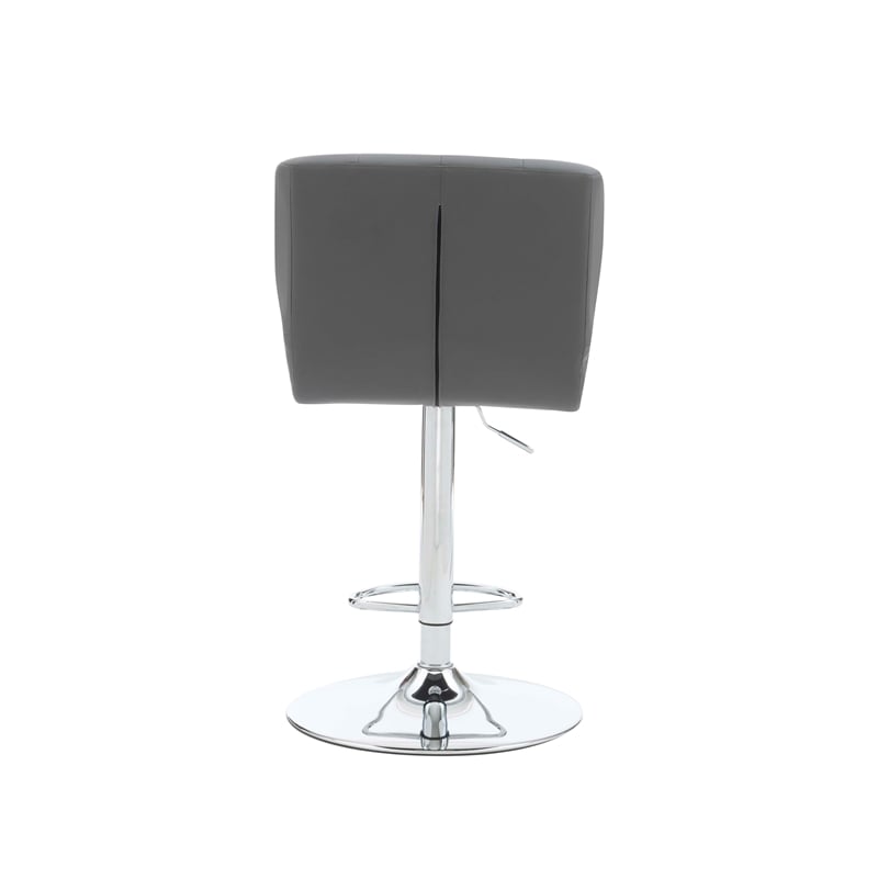 Home Square Metal Chrome Barstool with Upholstered Seat in Gray - Set of 3