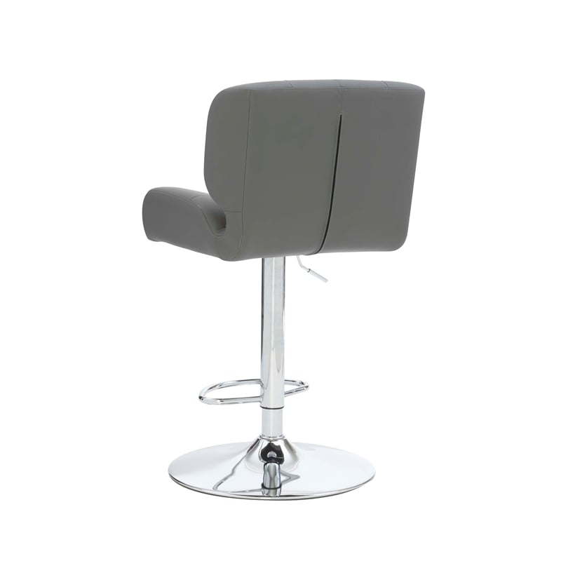 Home Square Metal Chrome Barstool with Upholstered Seat in Gray - Set of 3