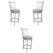 Home Square Modern Wood Spindle Back Swivel Barstool in White - Set of 3
