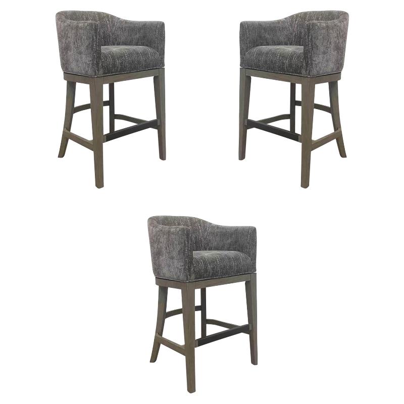 Home Square Modern Wood Swivel Barstool in Gray Finish - Set of 3