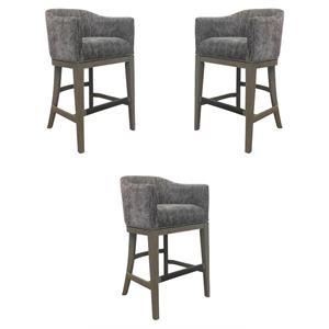 Home Square Modern Wood Swivel Barstool in Gray Finish - Set of 3