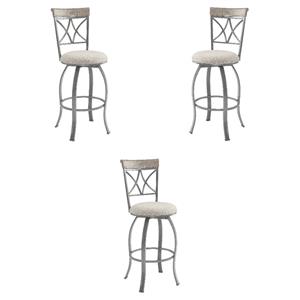 Home Square Metal Swivel Barstool in Pewter Finish - Set of 3
