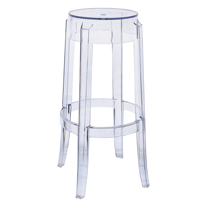 Home Square Plastic Barstool with Acrylic Seat in Clear - Set of 3