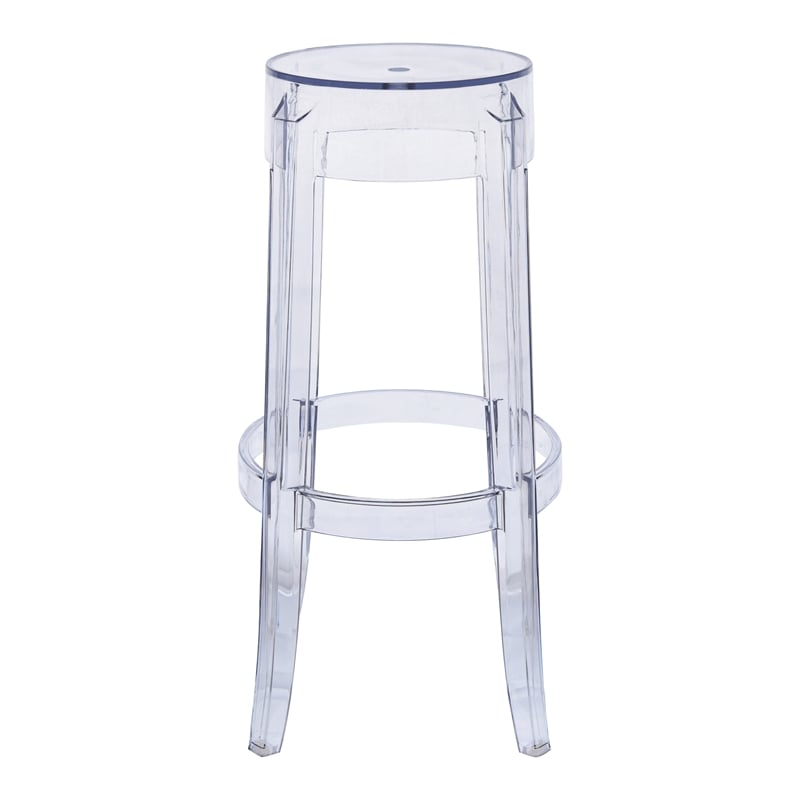 Home Square Plastic Barstool with Acrylic Seat in Clear - Set of 3