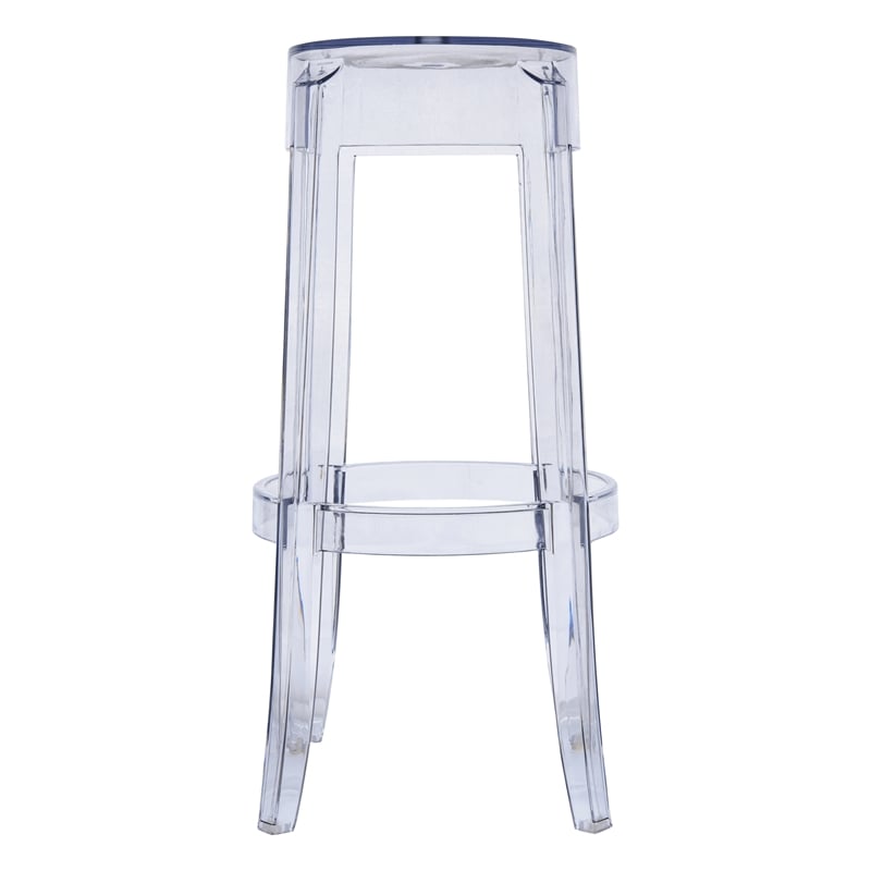 Home Square Plastic Barstool with Acrylic Seat in Clear - Set of 3