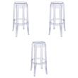 Home Square Plastic Barstool with Acrylic Seat in Clear - Set of 3