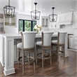 Home Square Wood Swivel Barstool with High Back in Weathered Gray - Set of 3
