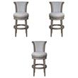 Home Square Wood Swivel Barstool with High Back in Weathered Gray - Set of 3
