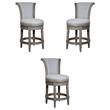 Home Square Wood Counter Height Swivel Barstool in Weathered Gray - Set of 3