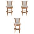 Home Square Wood Bar Height Swivel Barstool in Weathered Oak - Set of 3