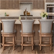 Home Square Swivel Wood Counter Height Barstool in Weathered Oak - Set of 3