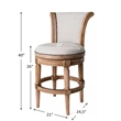 Home Square Swivel Wood Counter Height Barstool in Weathered Oak - Set of 3